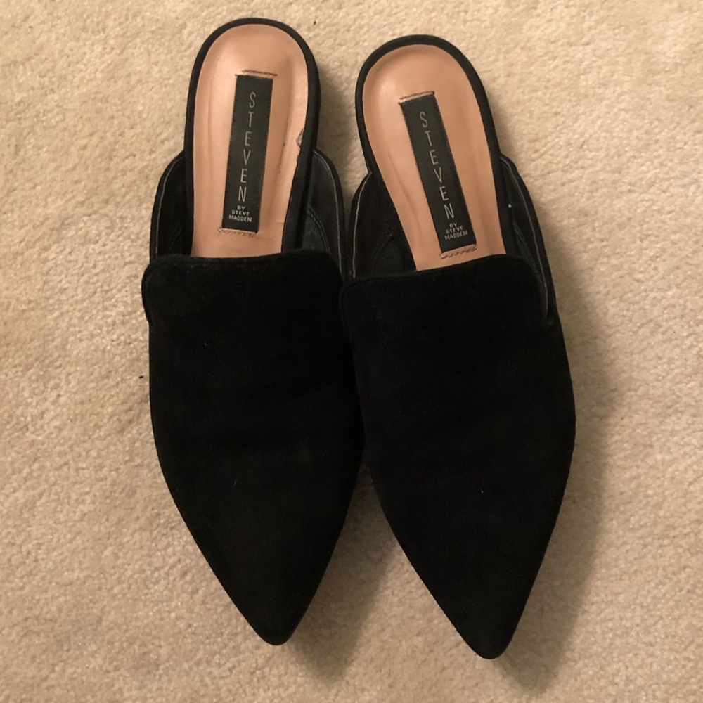 Steven By Steve Madden Black Suede Mules